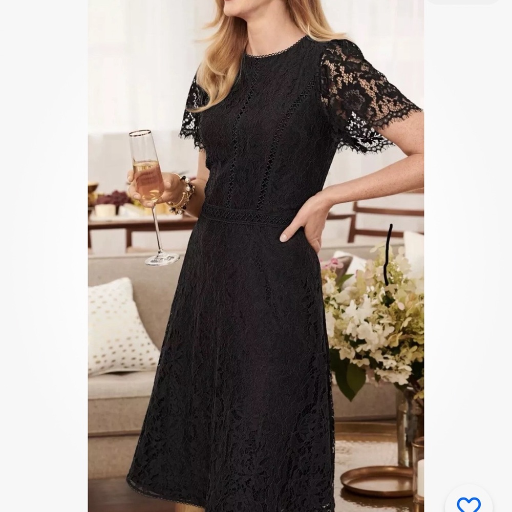 Talbots black lace fit and flair lined lace dress! Size 4, gorgeous!